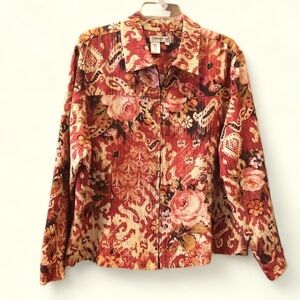Coldwater Creek Jacket /Women's Size XL/ Multicolored Artsy Floral Textured